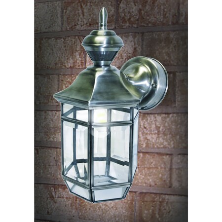 Heath-Zenith Silver Motion-Sensing Incandescent Wall Lantern HZ-4175-SA